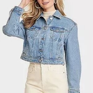 Unversial thread cropped denim jacket